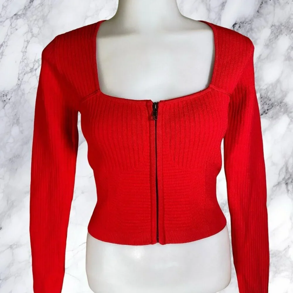 ALL THE WAYS Victoria Bustier Crop Top in Red